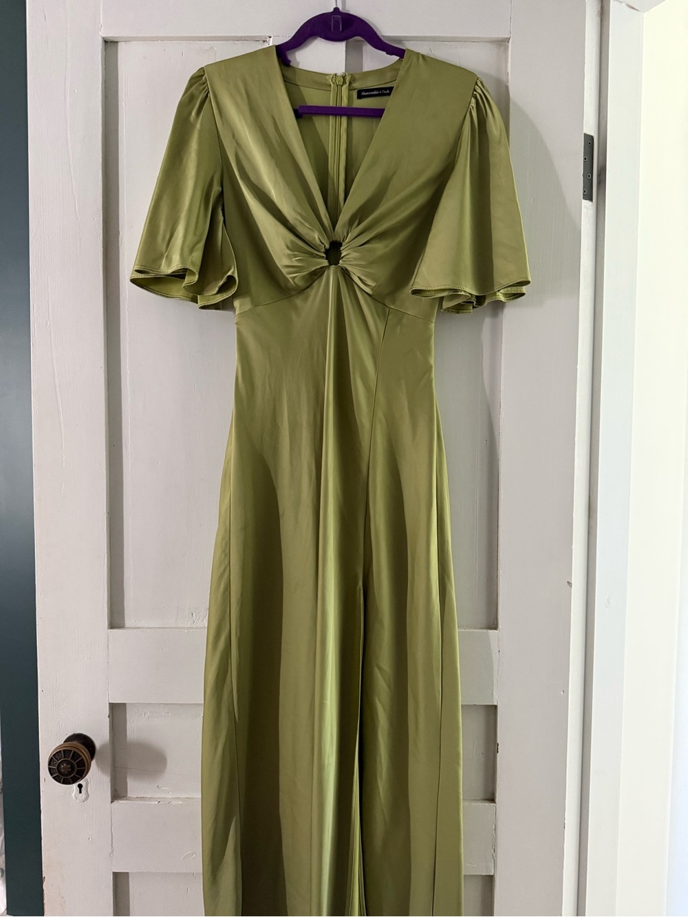 Abercrombie & Fitch Olive Knot-Front Maxi Dress